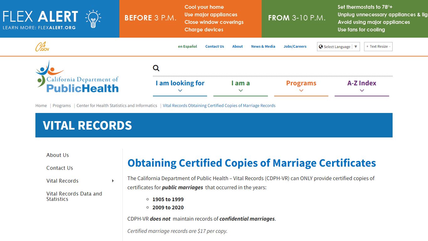 Vital Records Obtaining Certified Copies of Marriage Records - California